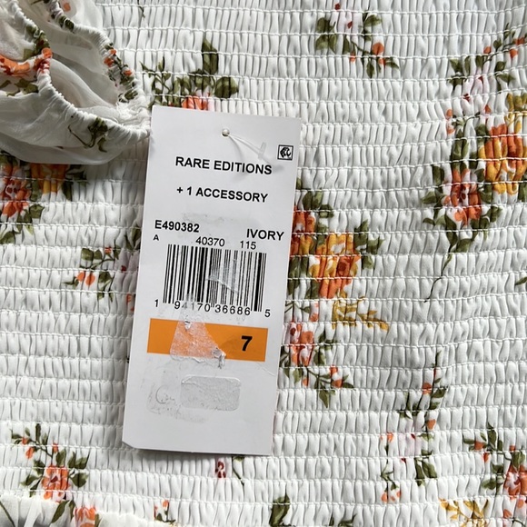 Rare Editions Square Neck Long Balloon Sleeve Smocked Flounce Hem Floral Dress. - Picture 10 of 10